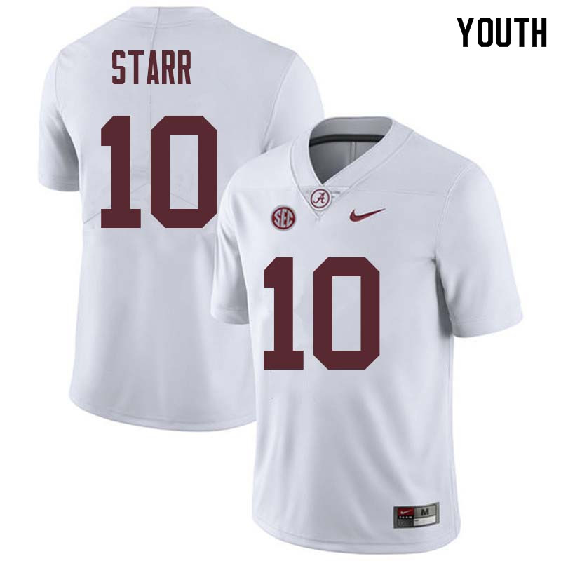 Alabama Crimson Tide Youth Bart Starr #10 White NCAA Nike Authentic Stitched College Football Jersey TJ16H56IS